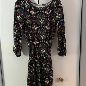 BODEN Long Sleeve Dress with Multicolor Pattern